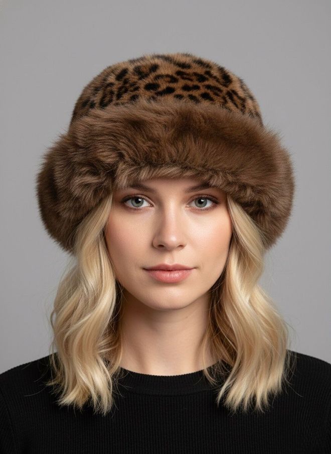 Axesoire Sombrero Elegante Marrón Con Estampado De Leopardo Para Invierno Brown Elegant Hat With Leopard Print For Winter Ropa al por mayor Boho