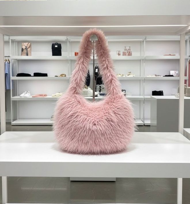 Axesoire Plyšová Taška So Strapcami Ružová Veľkoobchod s oblečením 0