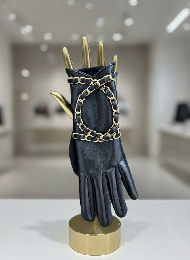 Axesoire Lančane Detaljne PU Kožne Rukavice Crne Велепродаја одеће 0