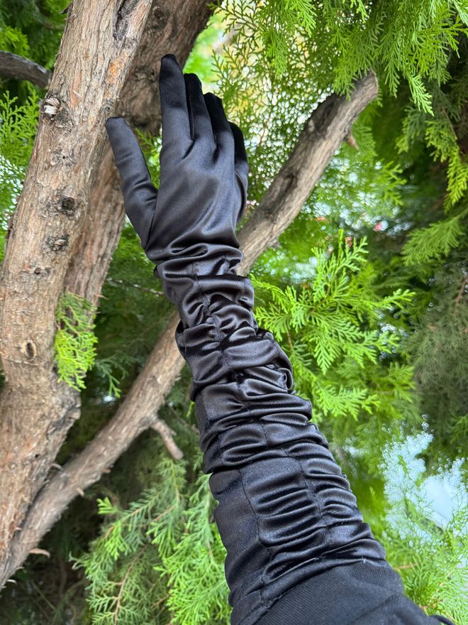 Axesoire Плисирани Дълги Ръкавици 55 См Черни Дрехи на едро 1