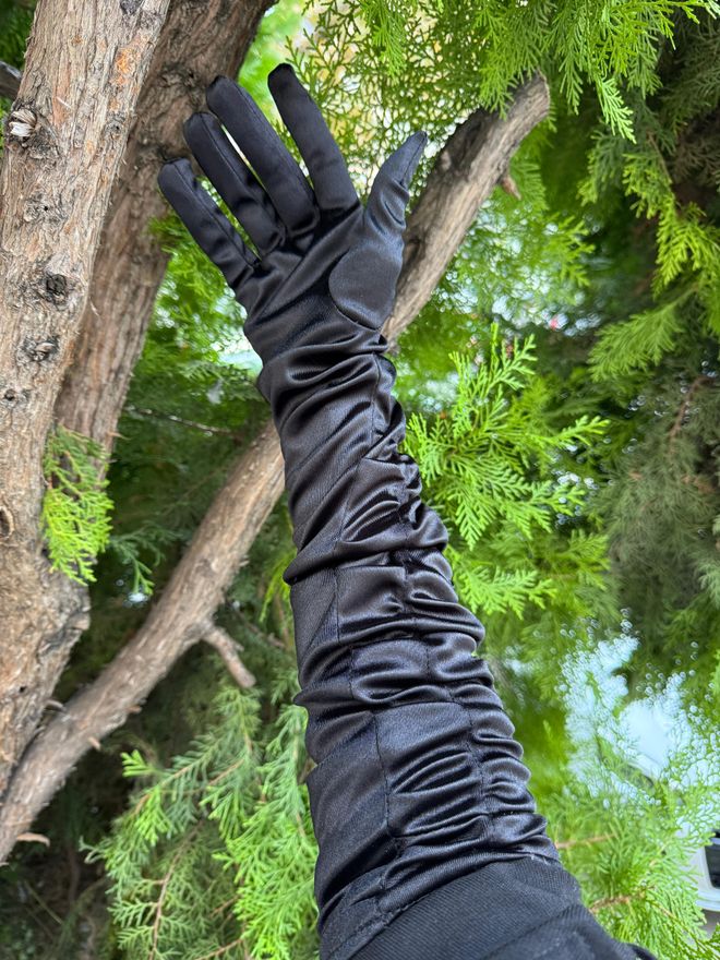 Axesoire Плисирани Дълги Ръкавици 55 См Черни Дрехи на едро 2