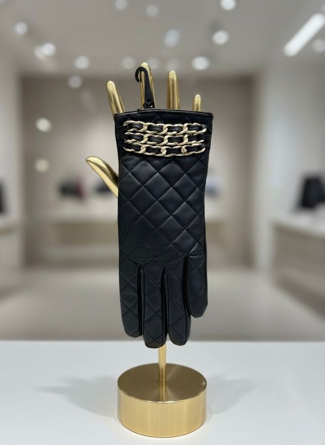 Axesoire Lančane Detaljne PU Kožne Rukavice Crne Велепродаја одеће 0