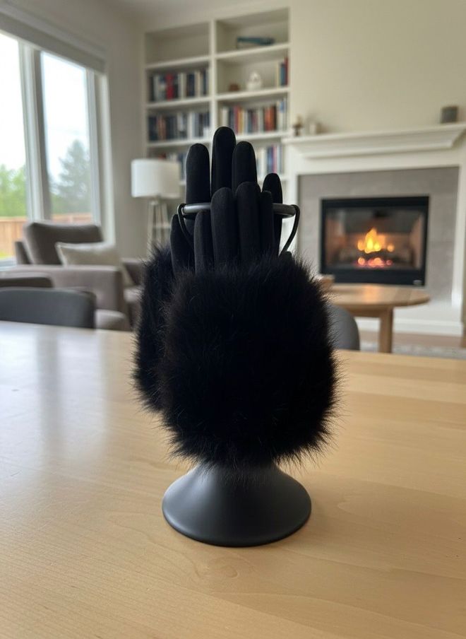 Axesoire Rukavice Od Gustog Krzna Za Zglob Crne Велепродаја одеће 0