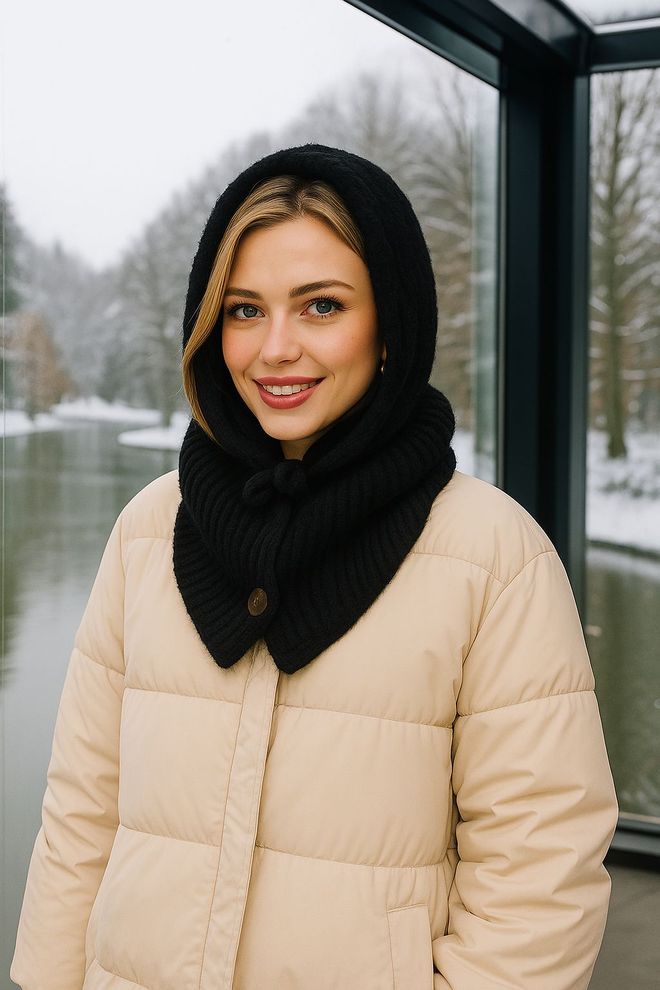 Axesoire Crna Kapa Na Vezanje – Skroman Elegantan Jednolično Zimski Veleprodaja odjeće Skroman