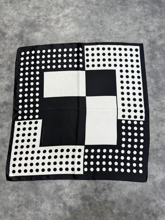 Axesoire Siyah Zarif Şal Puantiye Ve Renk Bloklu (Black Elegant Shawl With Polka Dot And Color Block) Toptan Giyim Gündelik