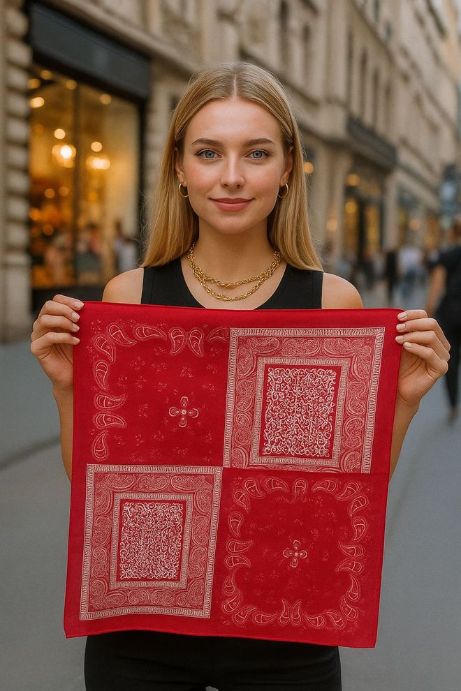 Axesoire Kırmızı Paisley Retro Şal Toptan Giyim Gündelik