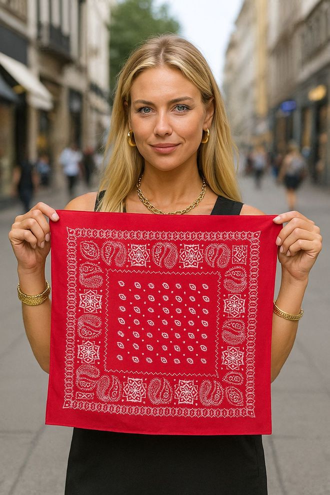 Axesoire Kırmızı Gündelik Boho Paisley Desenli Şal Toptan Giyim Gündelik