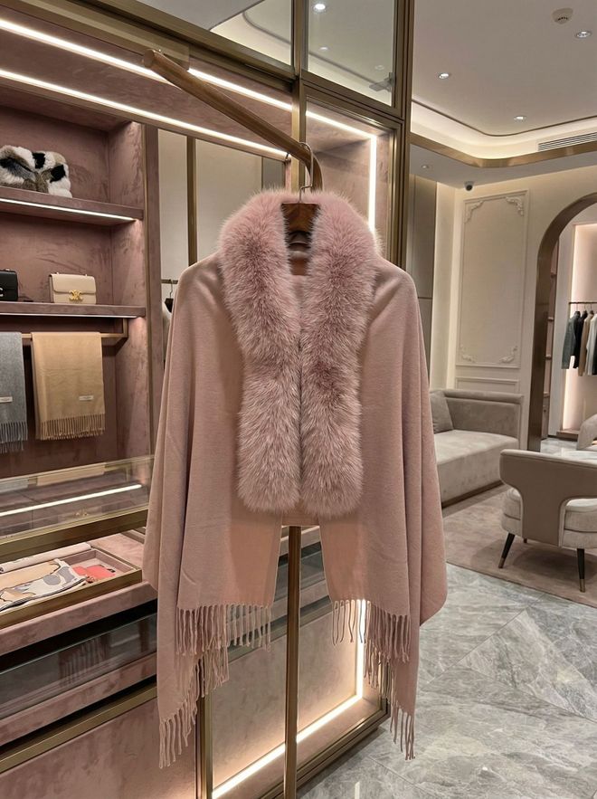 Axesoire Rosa Eleganter Poncho Mit Schalkragen Großhandelskleidung Modest