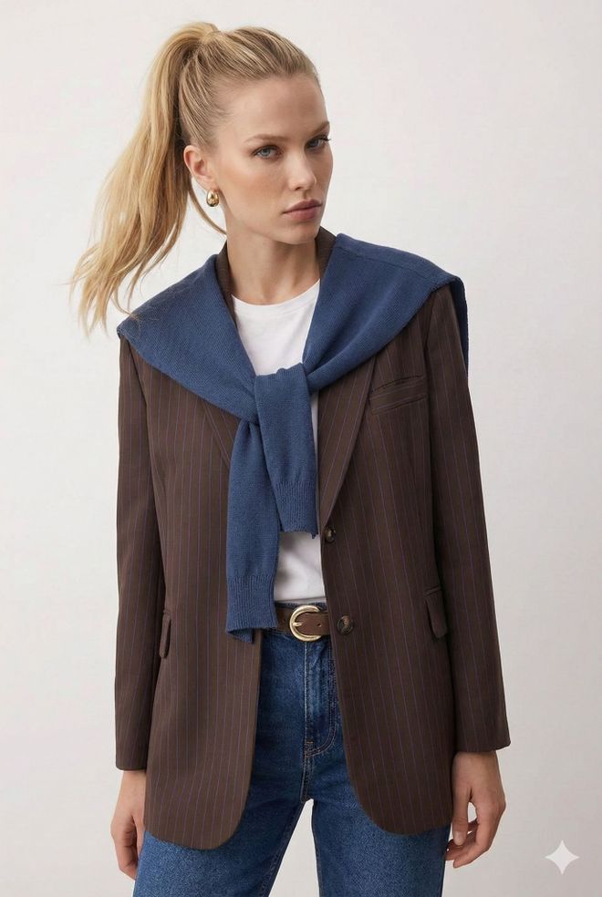 Axesoire شال الأزرق الداكن لأناقة كاجوال وأنيقة وPreppy ملابس بالجملة غير رسمي