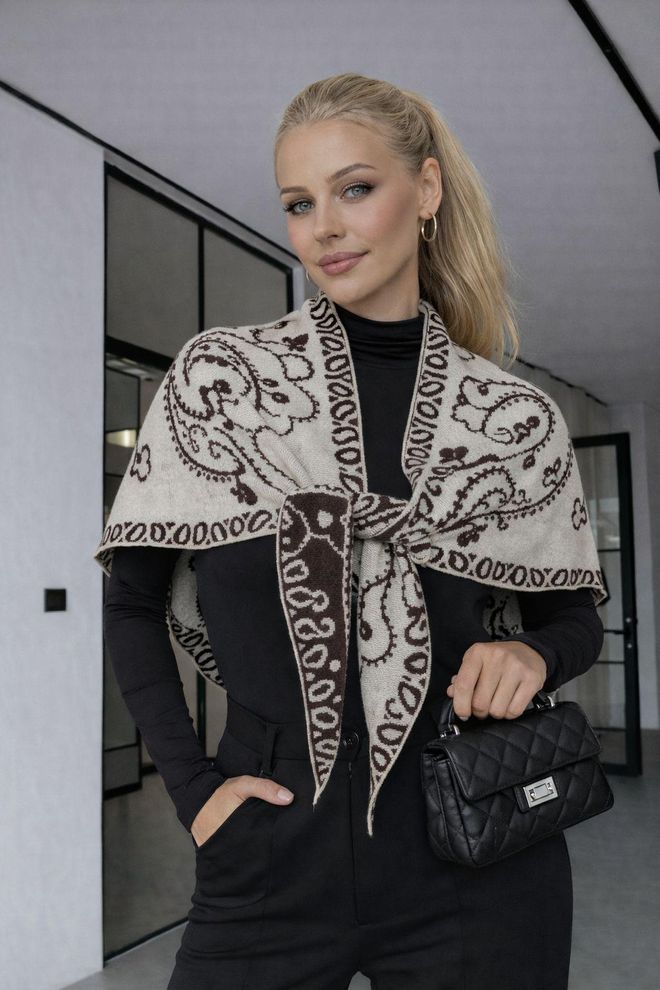Axesoire Elegantna Bež Marama S Paisley I Cvjetnim Uzorkom Veleprodaja odjeće Skroman