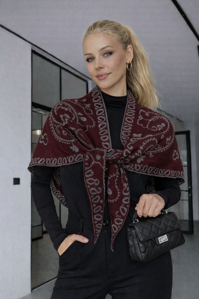 Axesoire Etnični Bordo Šal S Paisley Vzorcem Oblačila na debelo Ležerno