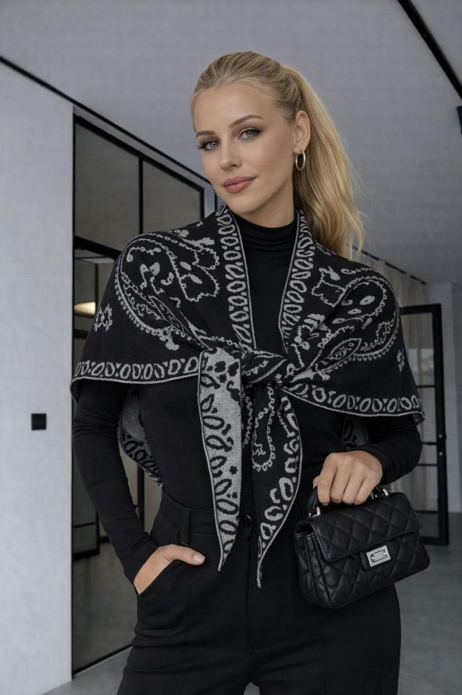 Axesoire Scialle Nero Elegante Con Motivo Paisley Abbigliamento all'ingrosso 1