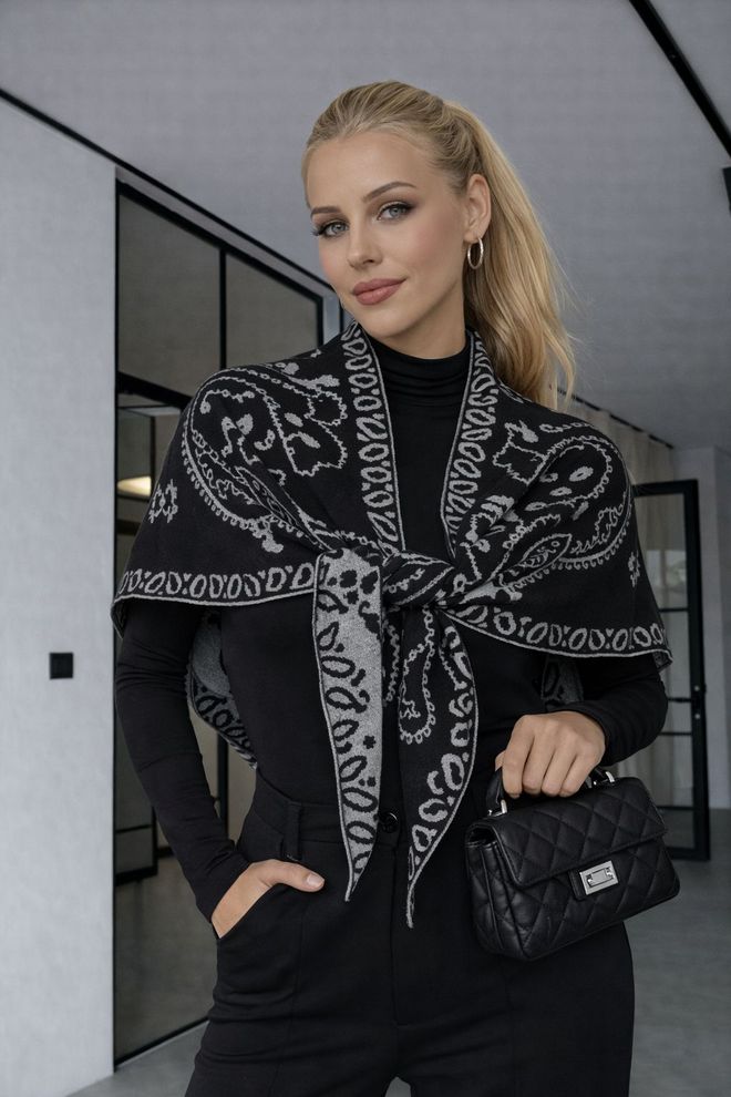 Axesoire Scialle Nero Elegante Con Motivo Paisley Abbigliamento all'ingrosso Lavoro