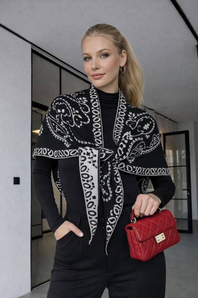 Axesoire Черно Етно Шал С Пейсли Шарка За Всички Случаи Дрехи на едро 1