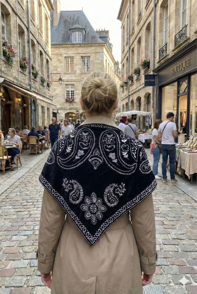 Axesoire Черно Етно Шал С Пейсли Шарка За Всички Случаи Дрехи на едро Работа