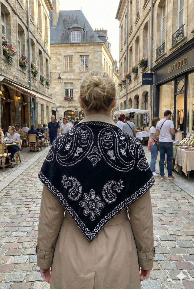 Axesoire Черно Етно Шал С Пейсли Шарка За Всички Случаи Дрехи на едро Небрежен