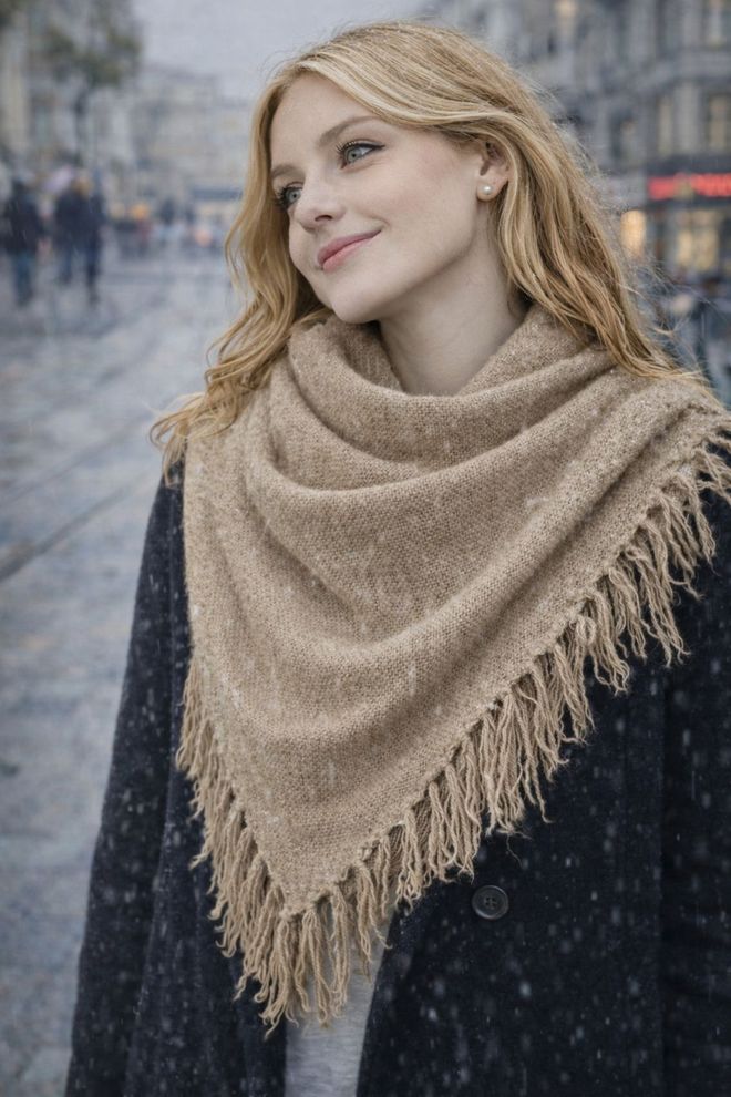 Axesoire Beige Elegant Modest Shawl For Fall And Winter Wholesale Clothing 1