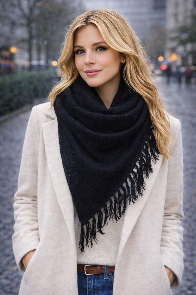 Axesoire Black Elegant Shawl For Fall And Winter Wholesale Clothing 1