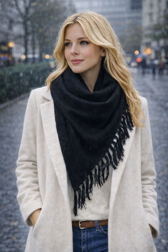 Axesoire Black Elegant Shawl For Fall And Winter Wholesale Clothing Fall