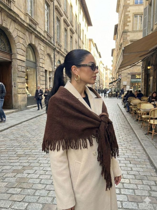 Axesoire Brown Elegant Plain Shawl For Fall & Winter Wholesale Clothing Modest