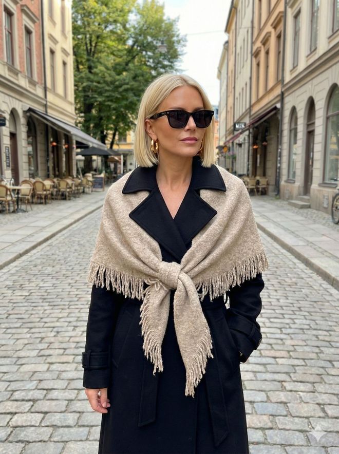 Axesoire Elegant Beige Shawl For Lounge & Work Wholesale Clothing 1