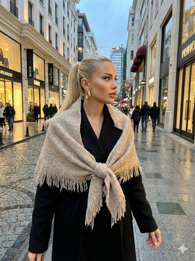 Axesoire Элегантный Бежевый Шаль Для Отдыха И Работы Оптовая продажа одежды Скромный