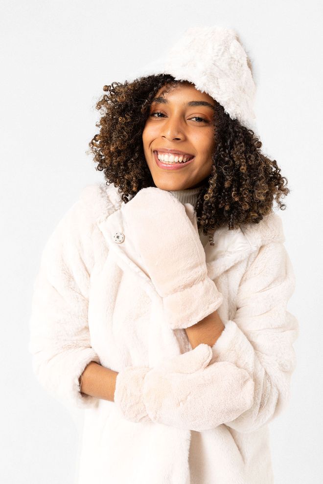 Axesoire Guanti In Peluche Con Bottoni Morbidi Beige Abbigliamento all'ingrosso 2