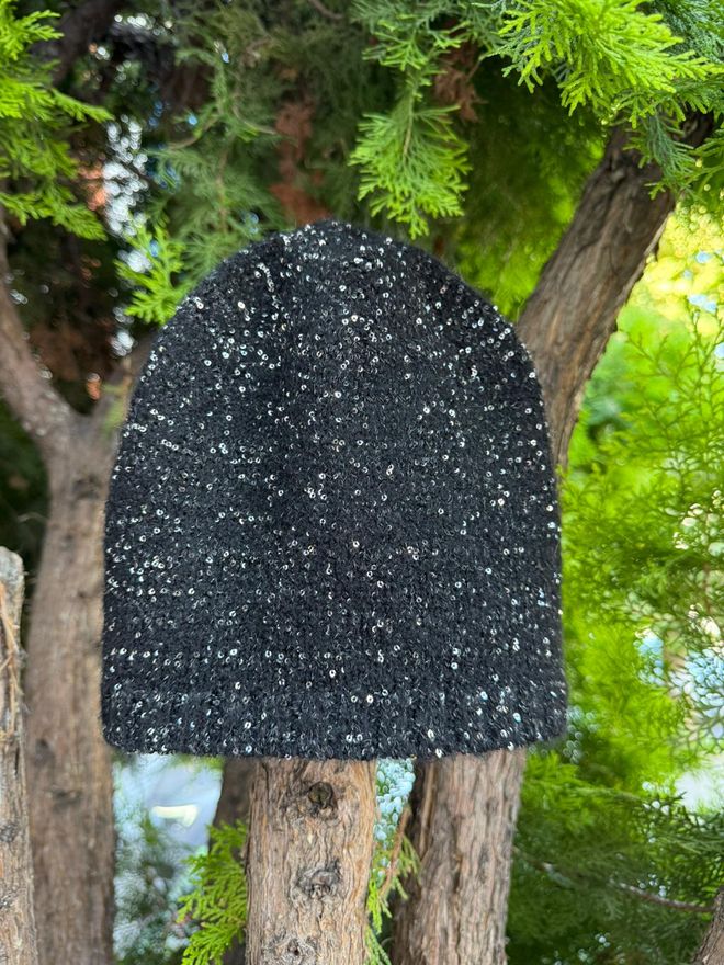 Axesoire Μαύρος Μπερές Glitter Με Sequins Για Φθινόπωρο Και Χειμώνα Χονδρικό εμπόριο ενδυμάτων Casual