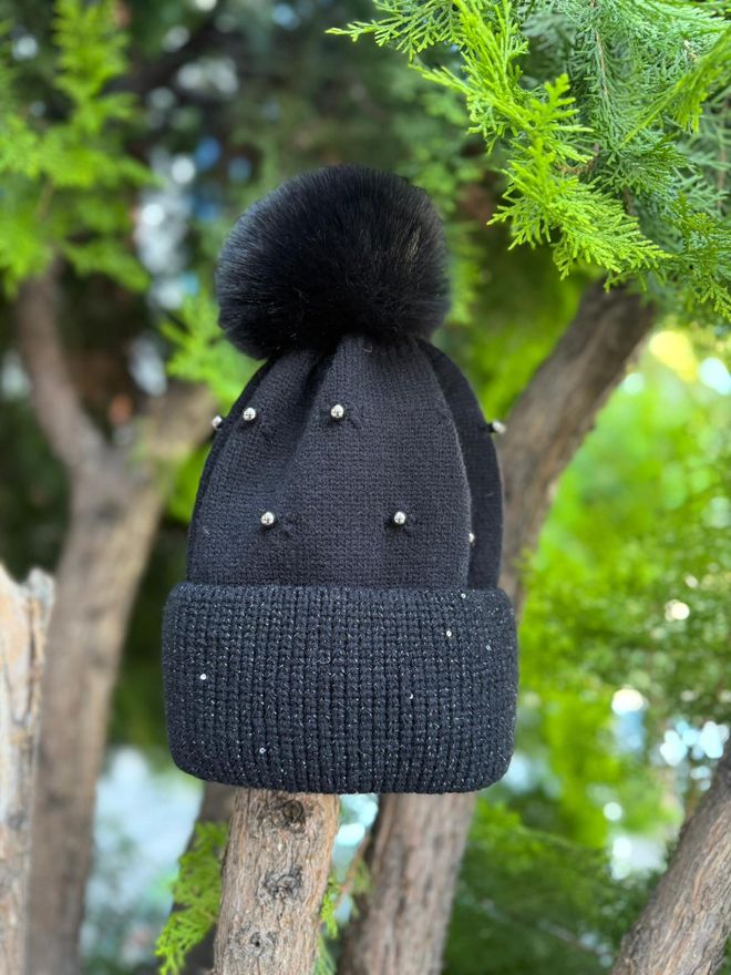 Axesoire Schwarze Glam Baskenmütze Mit Paillettenmuster Großhandelskleidung Lässig