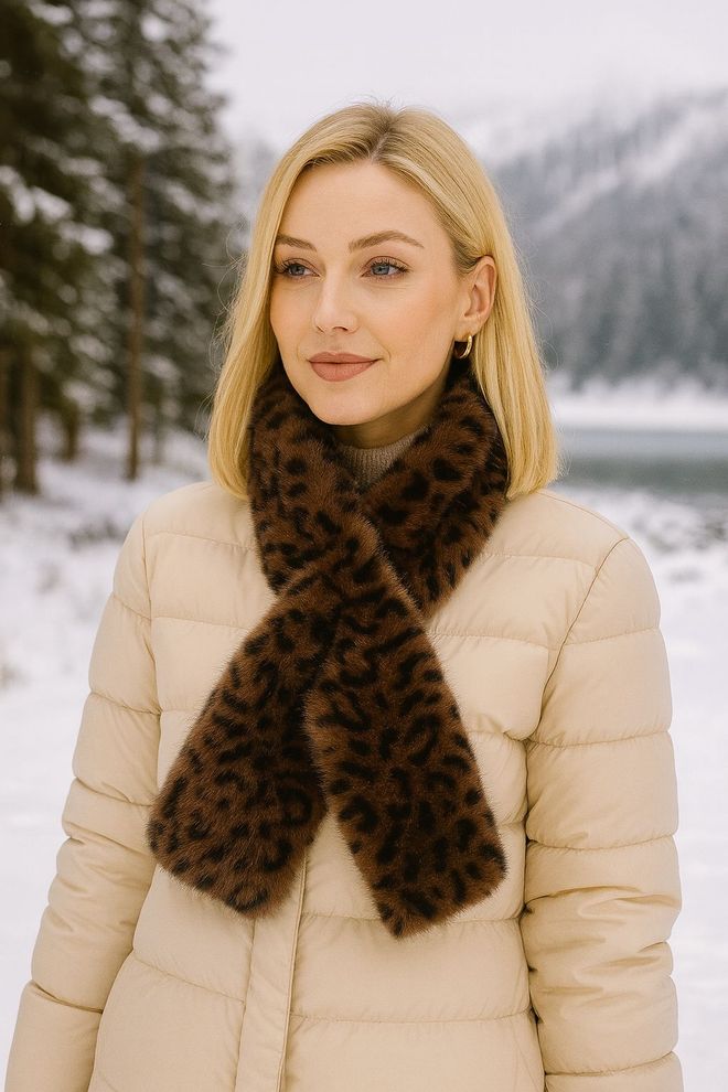 Axesoire Scialle Marrone Con Stampa Animalier Per Autunno E Inverno Abbigliamento all'ingrosso Casuale