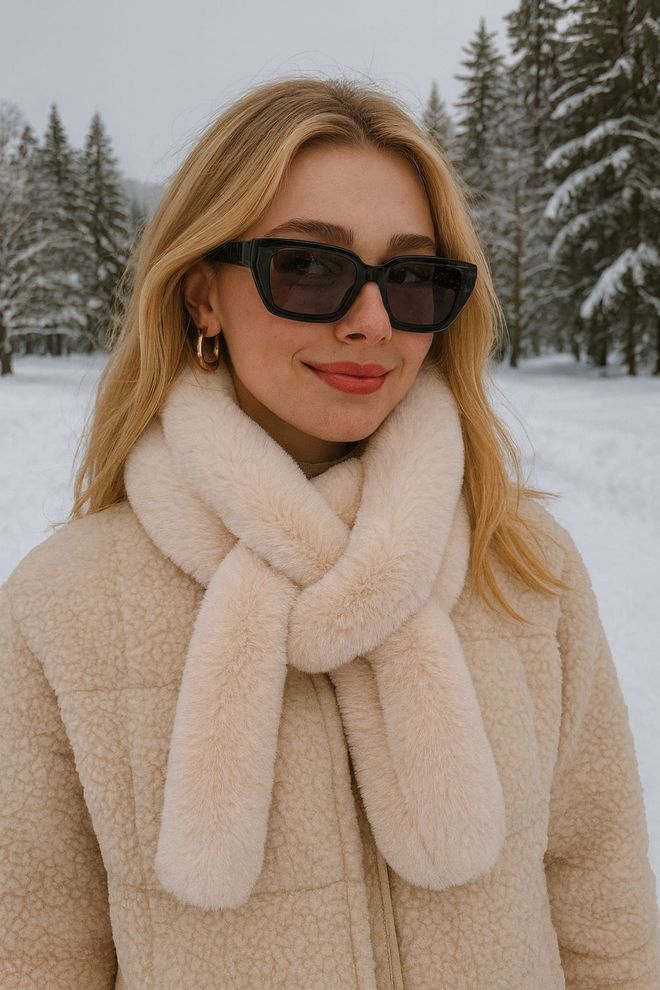 Axesoire Șnură Lungă Din Blană De Pluș Bej Îmbrăcăminte cu ridicata Casual