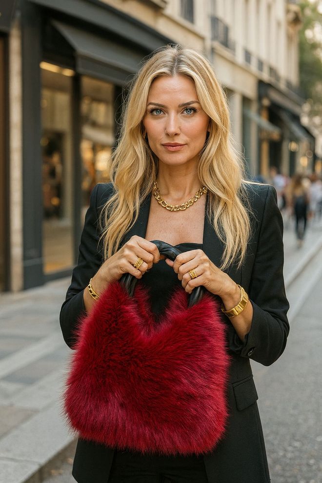 Axesoire Mango Fabric Plyšová Kabelka Z Umelej Kože Bordová Veľkoobchod s oblečením 0