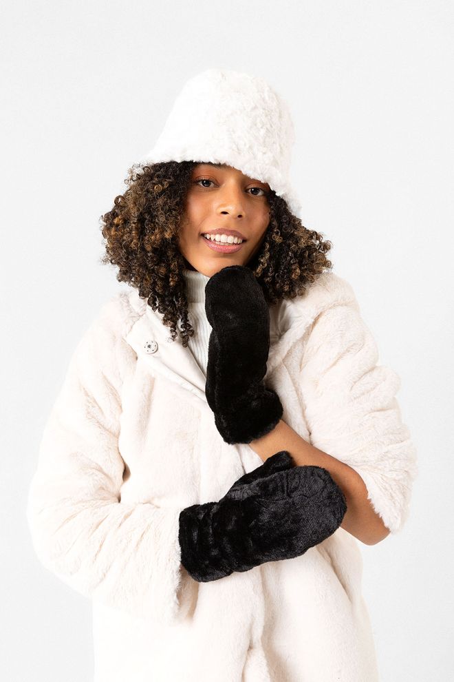 Axesoire Guanti In Peluche Soft Button Neri Abbigliamento all'ingrosso 1