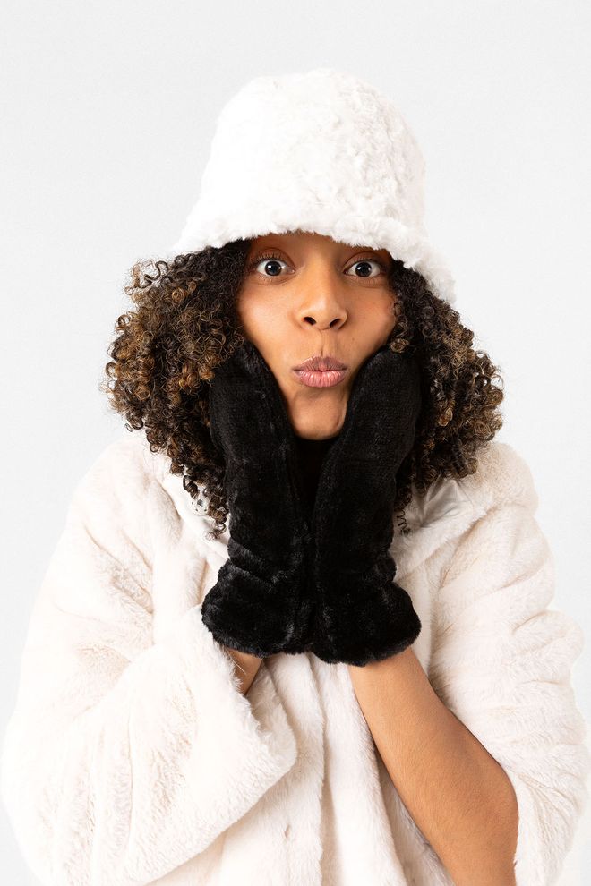 Axesoire Guanti In Peluche Soft Button Neri Abbigliamento all'ingrosso 0