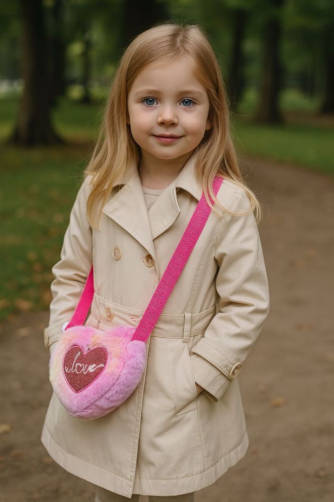 Axesoire Plišasta Otroška Torba Love Emblem Heart Pattern 19x15 Cm Fuksija Oblačila na debelo 0