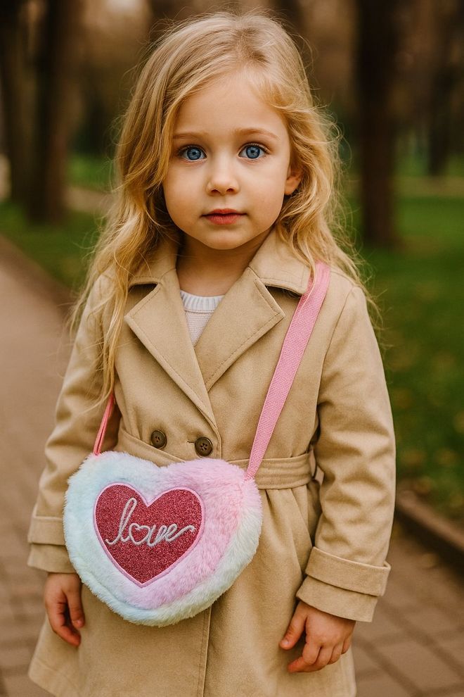 Axesoire Love Emblem Heart Pattern Plyšová Detská Taška 19x15 Cm Ružová Veľkoobchod s oblečením 0
