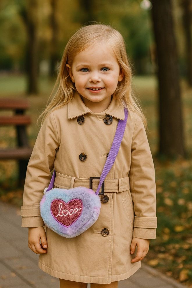 Axesoire Love Emblem Heart Pattern Pliušinis Vaikiškas Krepšys 19x15 Cm Alyvinis Didmeninė prekyba drabužiais 0