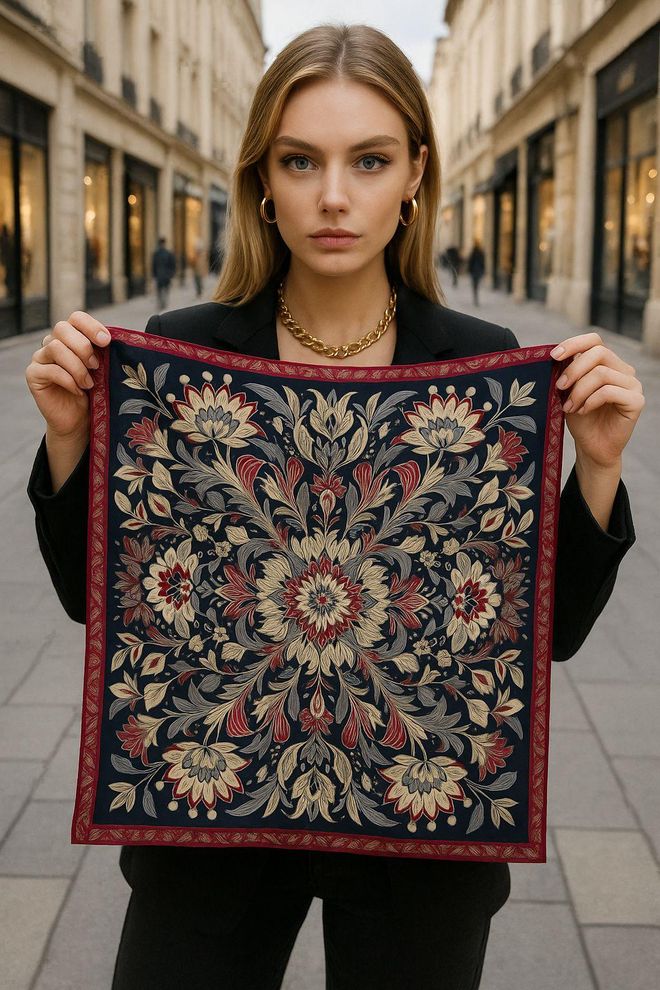 Axesoire Granatowy Etniczny Kwiatowy Szal Hurtowa sprzedaż odzieży Boho