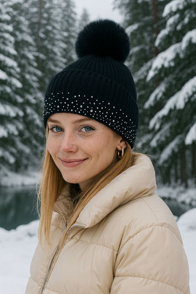 Axesoire Czarny Beret Z Cekinami Glam Na Zimę I Jesień Hurtowa sprzedaż odzieży Casual