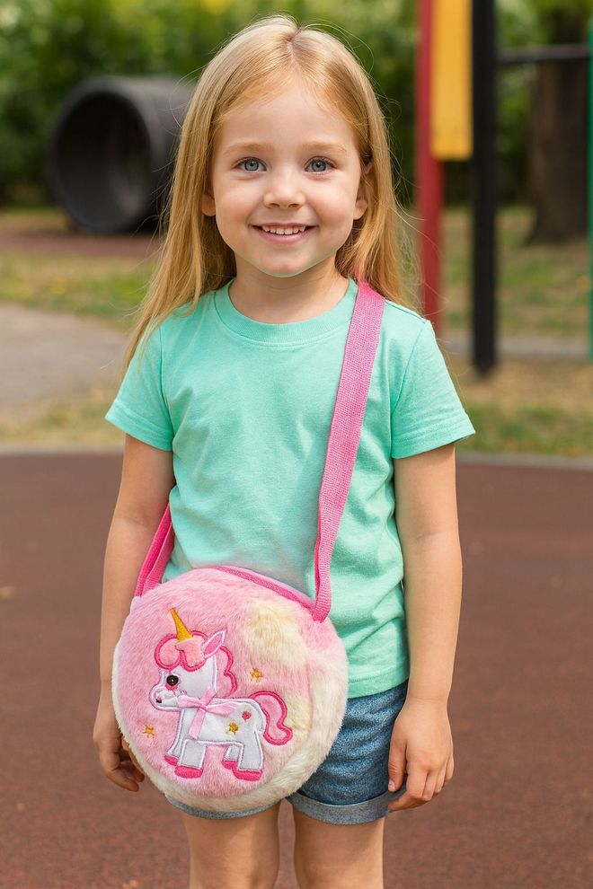 Axesoire Bolsa Infantil De Felpa Uni Corn Con Estampado De Corazones 19 X 15 Cm Color Rosa Ropa al por mayor 0