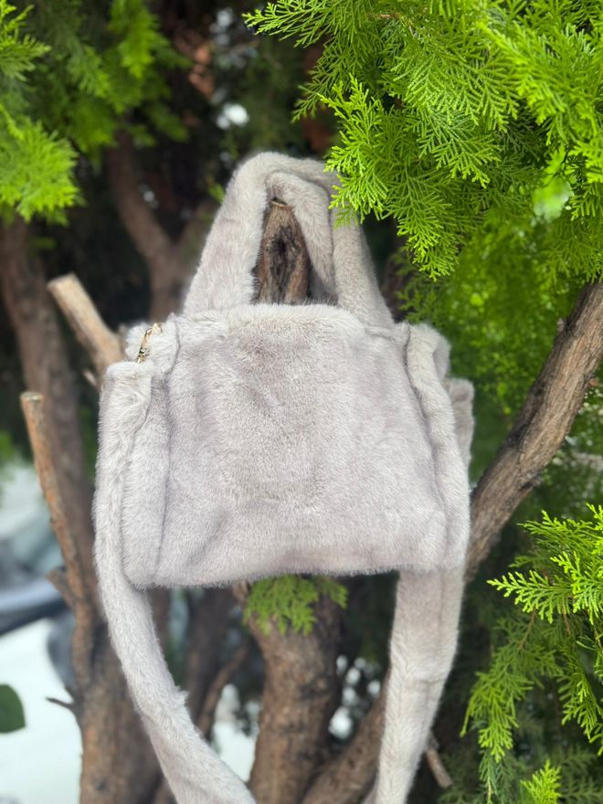Axesoire Bolso De Mano Y Hombro De Felpa 28x23x11 Cm Gris Ropa al por mayor 2