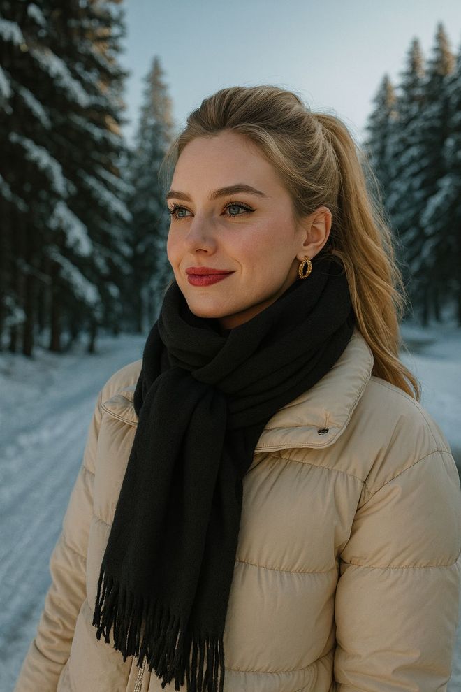 Axesoire Zwarte Elegante Casual Sjaal Voor Winter & Herfst Groothandel Kleding Bescheiden