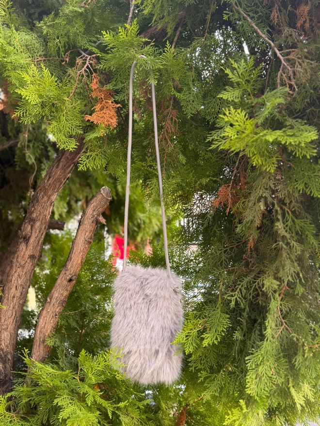 Axesoire Mini Plush Bag With Velvet Lining Inside Grey Wholesale Clothing 1