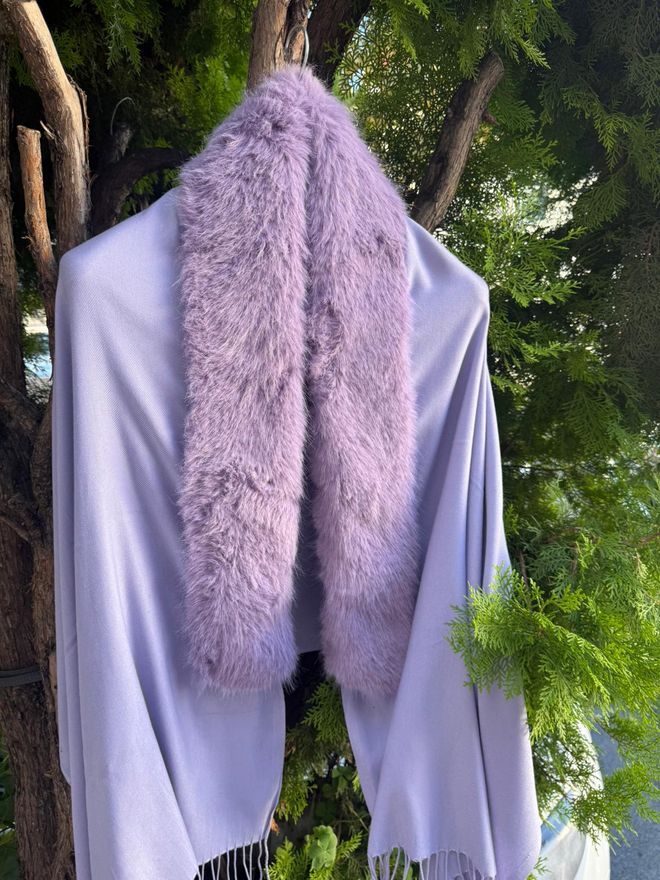 Axesoire Purple Elegant Oversized Fit Poncho With Shawl Collar Wholesale Clothing 1