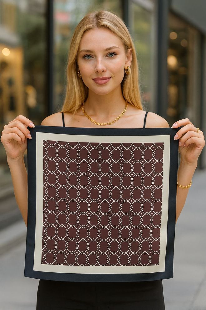 Axesoire Chal Marrón Elegante Con Patrones Geométricos Ropa al por mayor Casual