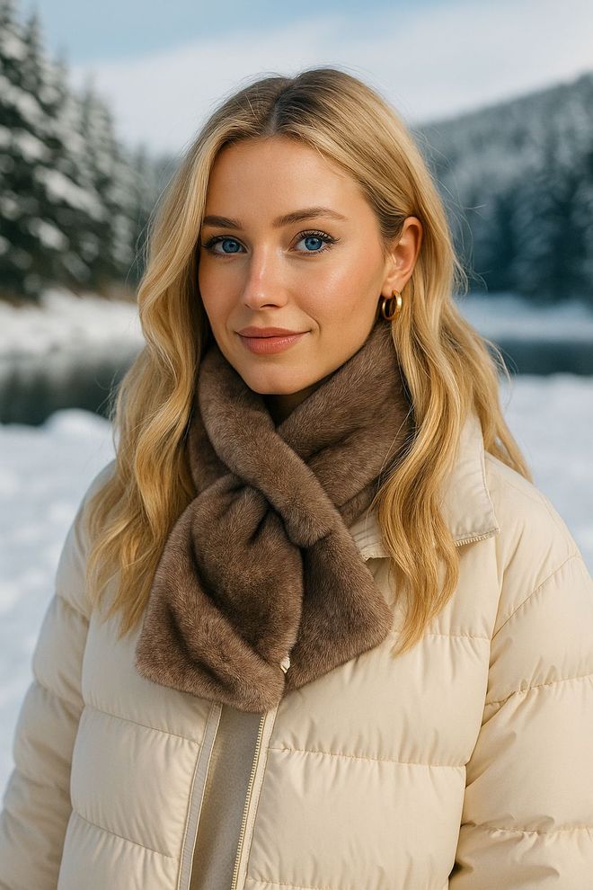 Axesoire Плюшевый Платок На Шнурке Со Вставкой Норка Оптовая продажа одежды 0