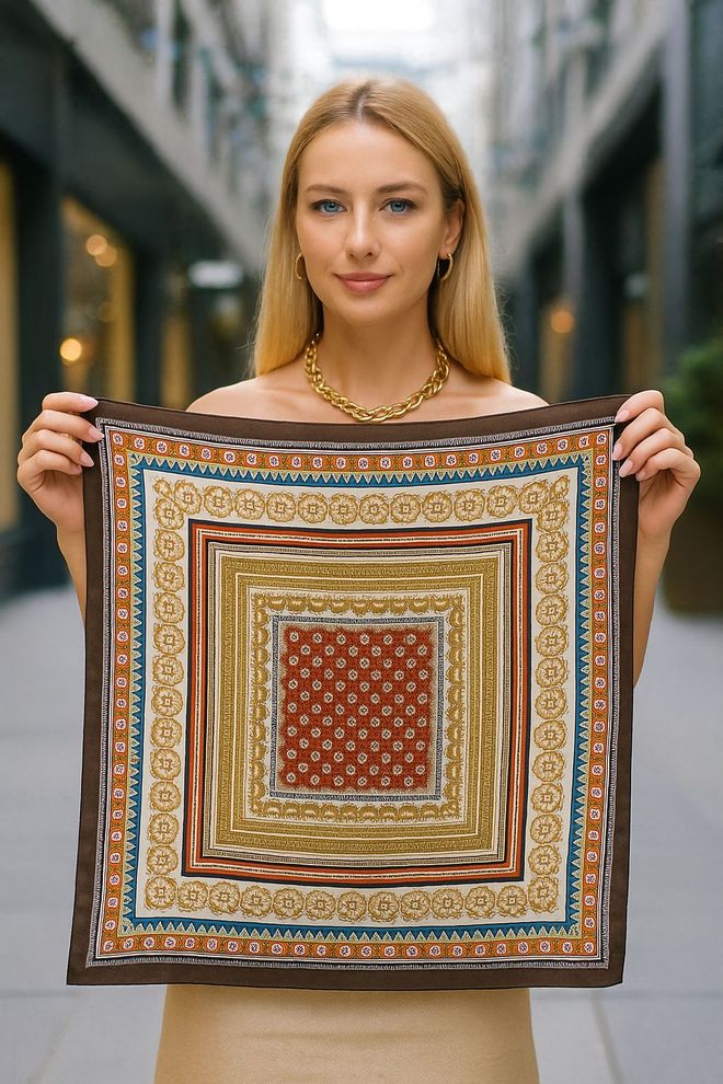 Axesoire Beige Ethnischer Halstuch Mit Geometrischen & Floralen Mustern Großhandelskleidung Lässig