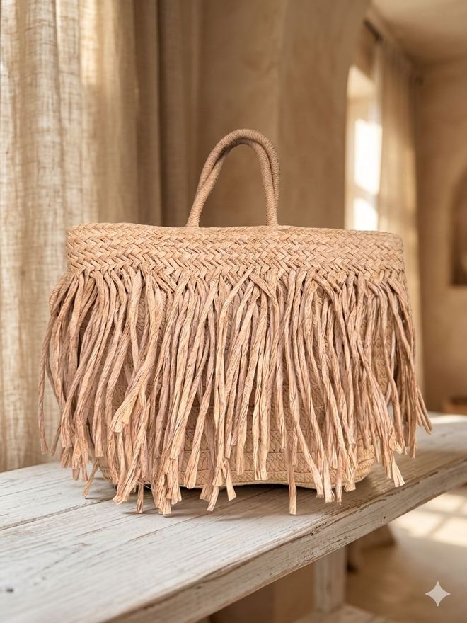 Axesoire Torba Od Slame Sa Resama 41k29 Cm Kamila Велепродаја одеће 0