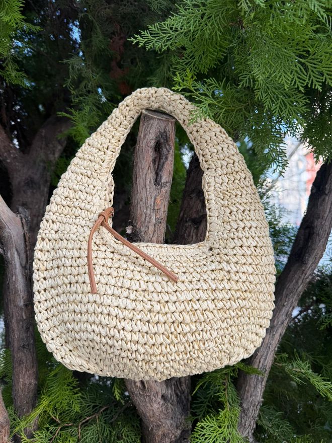 Axesoire Torba Iz Slame Z Zadrgo Bež Oblačila na debelo 1