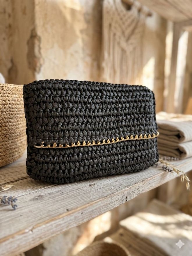 Axesoire Handgebreide Strozak 27x19x31 Cm Zwart Groothandel Kleding 0